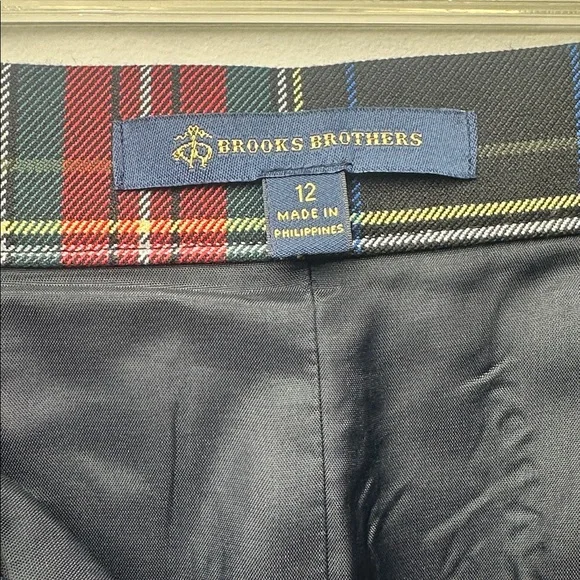 Brooks Brothers red black tartan plaid pleated skirt knee length size 12 - Picture 5 of 7